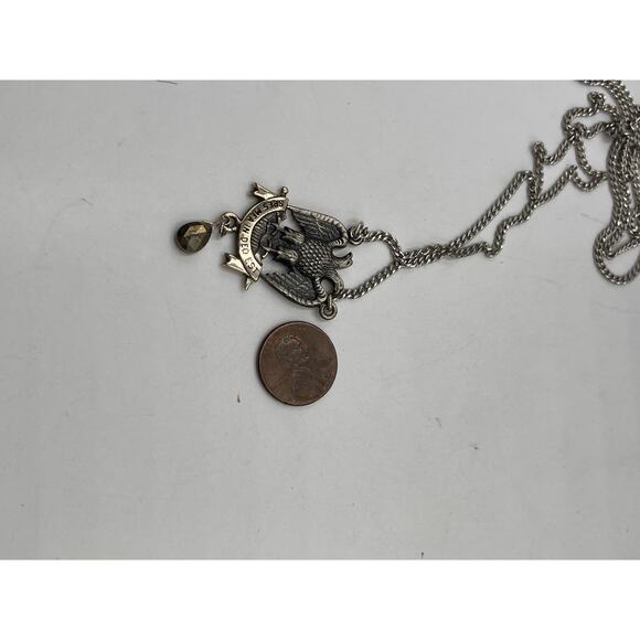 Robbins Co RI Sterling Silver Rite Freemasonry "SPES MEA IN DEO EST," Necklace - Picture 6 of 7